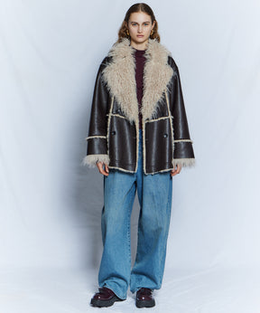 【26WINTER PRE-ORDER】Double-Breasted Vegan Shearling Coat
