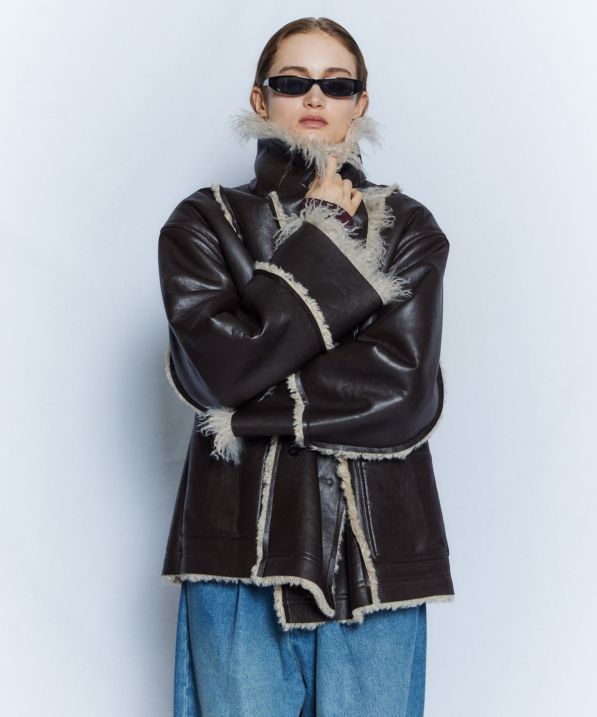 【26WINTER PRE-ORDER】Double-Breasted Vegan Shearling Coat