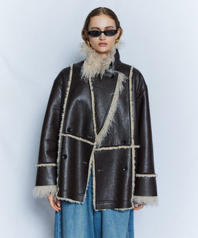 【26WINTER PRE-ORDER】Double-Breasted Vegan Shearling Coat