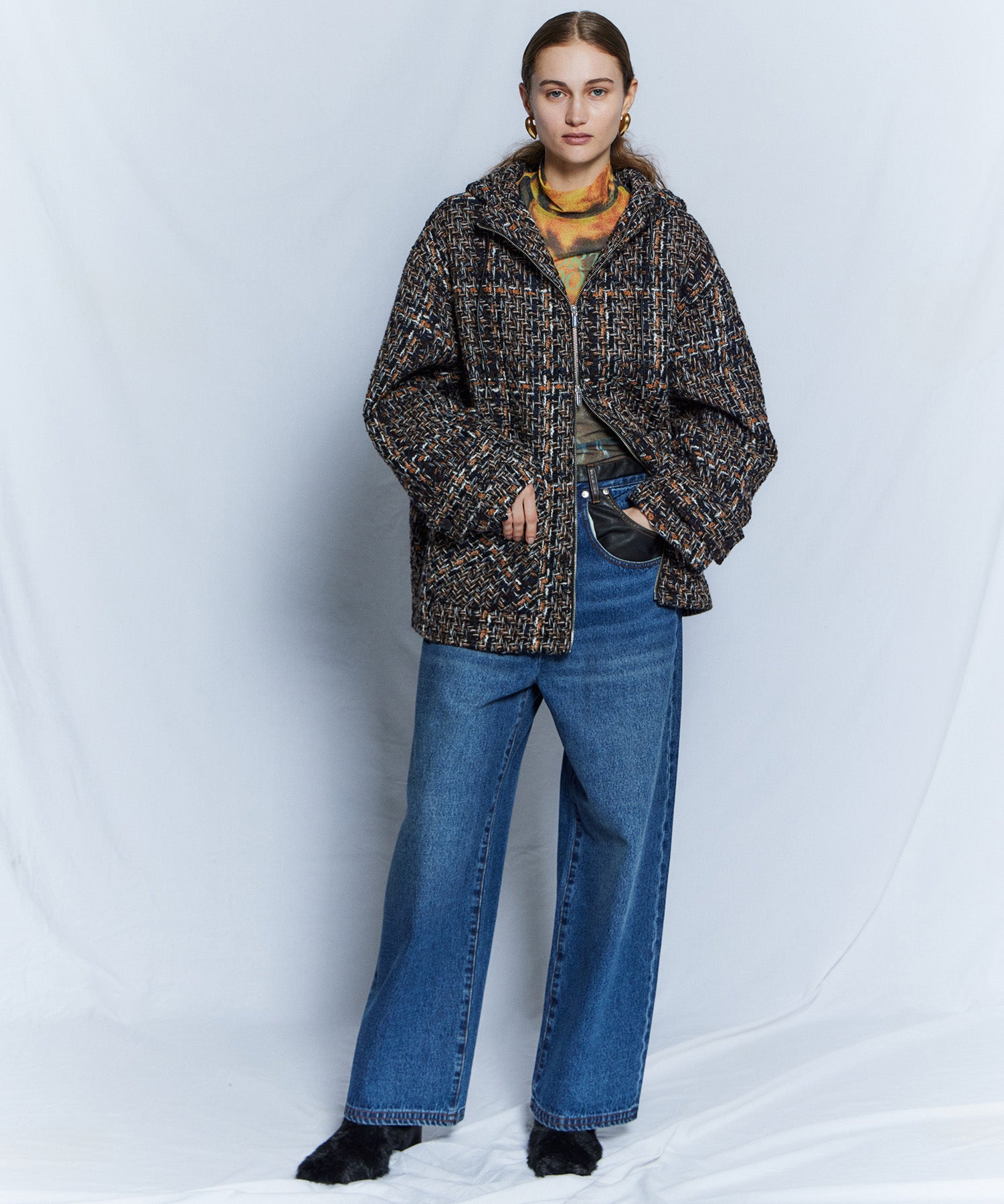 【26WINTER COLLECTION】Tweed Hoodie Coat