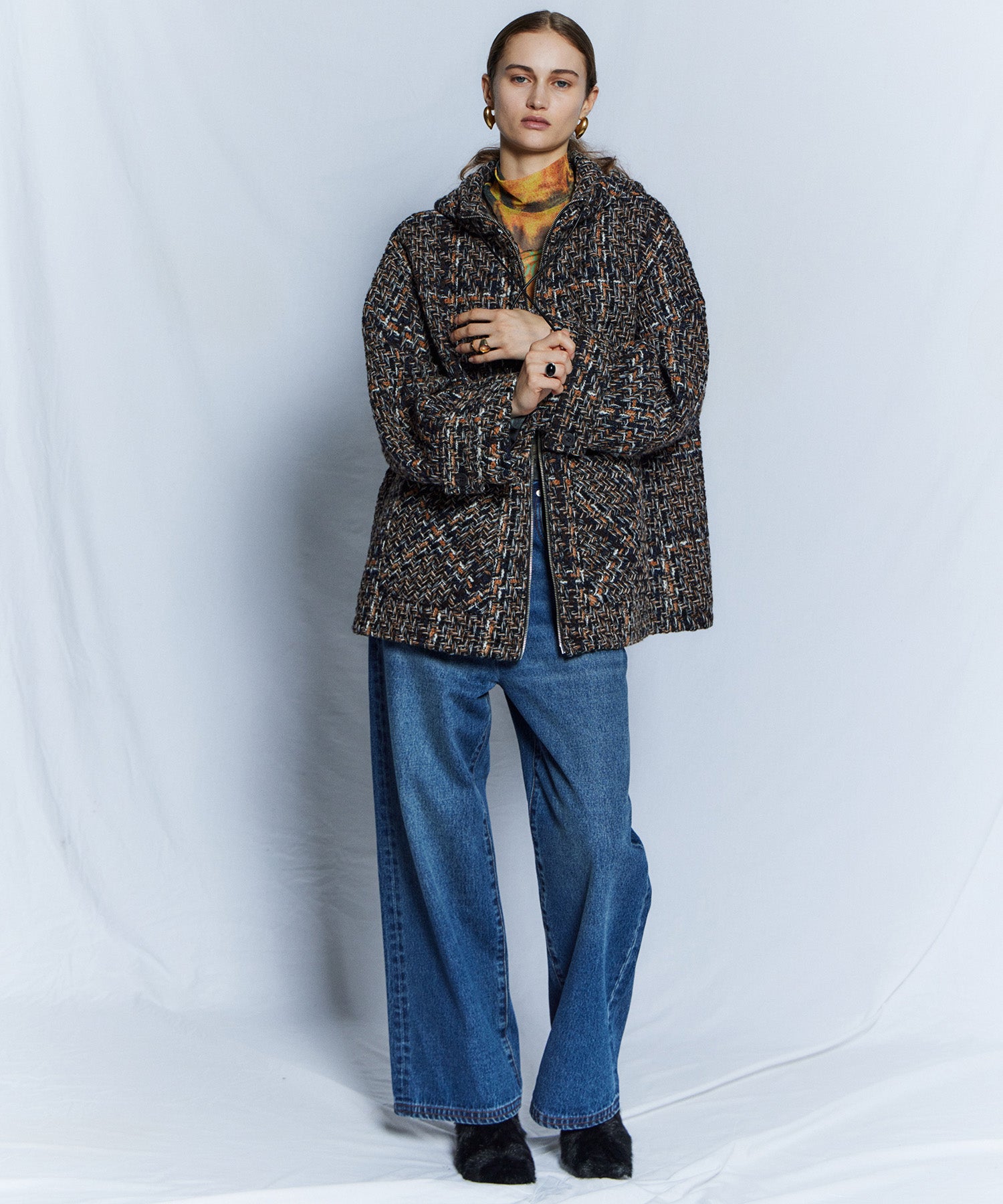 【26WINTER COLLECTION】Tweed Hoodie Coat