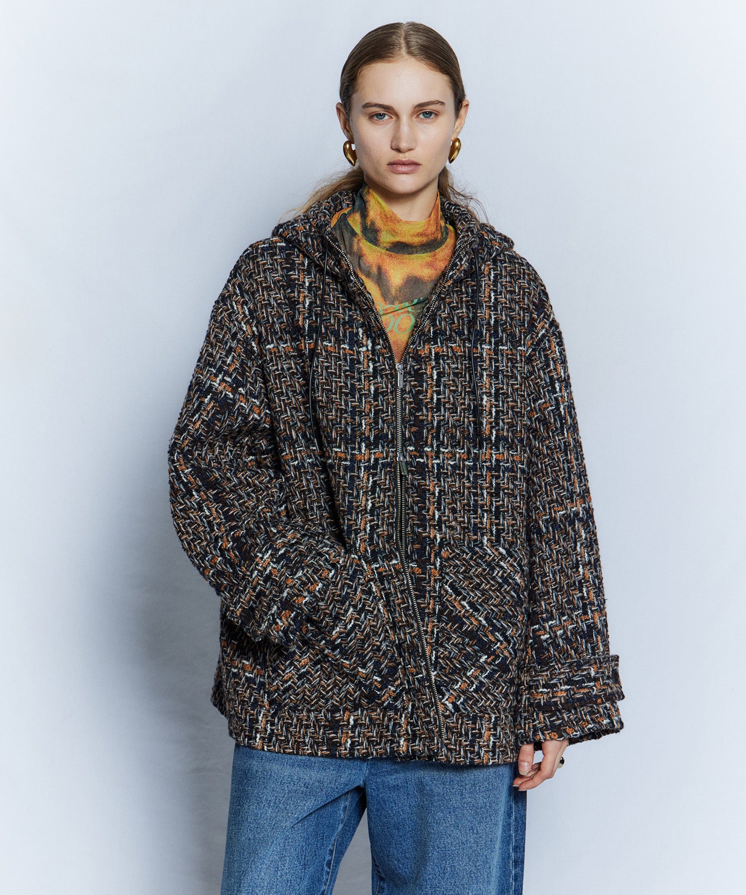 【26WINTER COLLECTION】Tweed Hoodie Coat