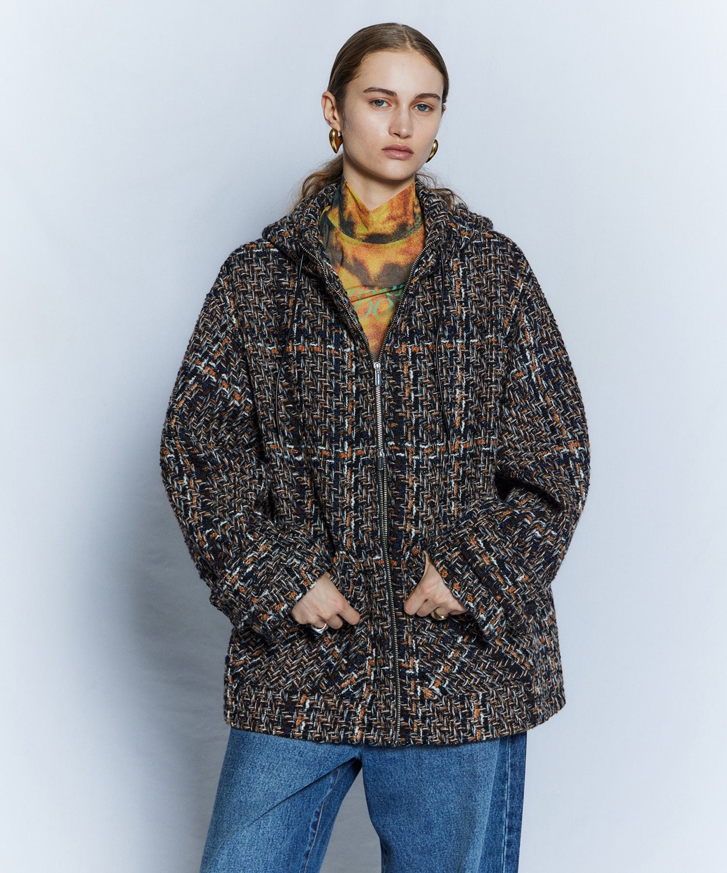 【26WINTER COLLECTION】Tweed Hoodie Coat