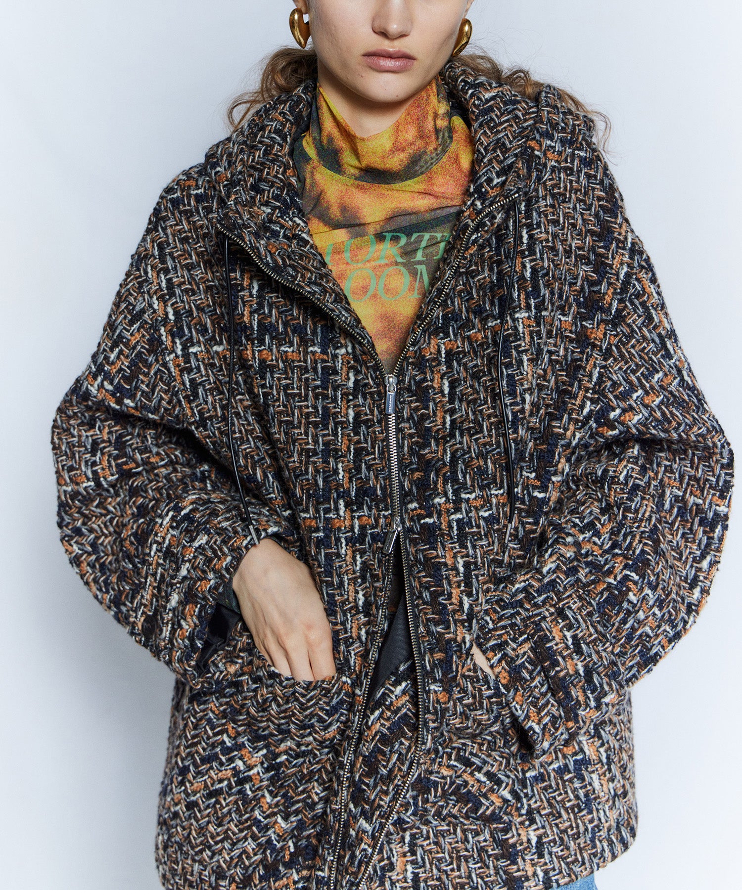 【26WINTER COLLECTION】Tweed Hoodie Coat