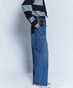[26WINTER COLLECTION] 纯素皮革对接直筒牛仔布