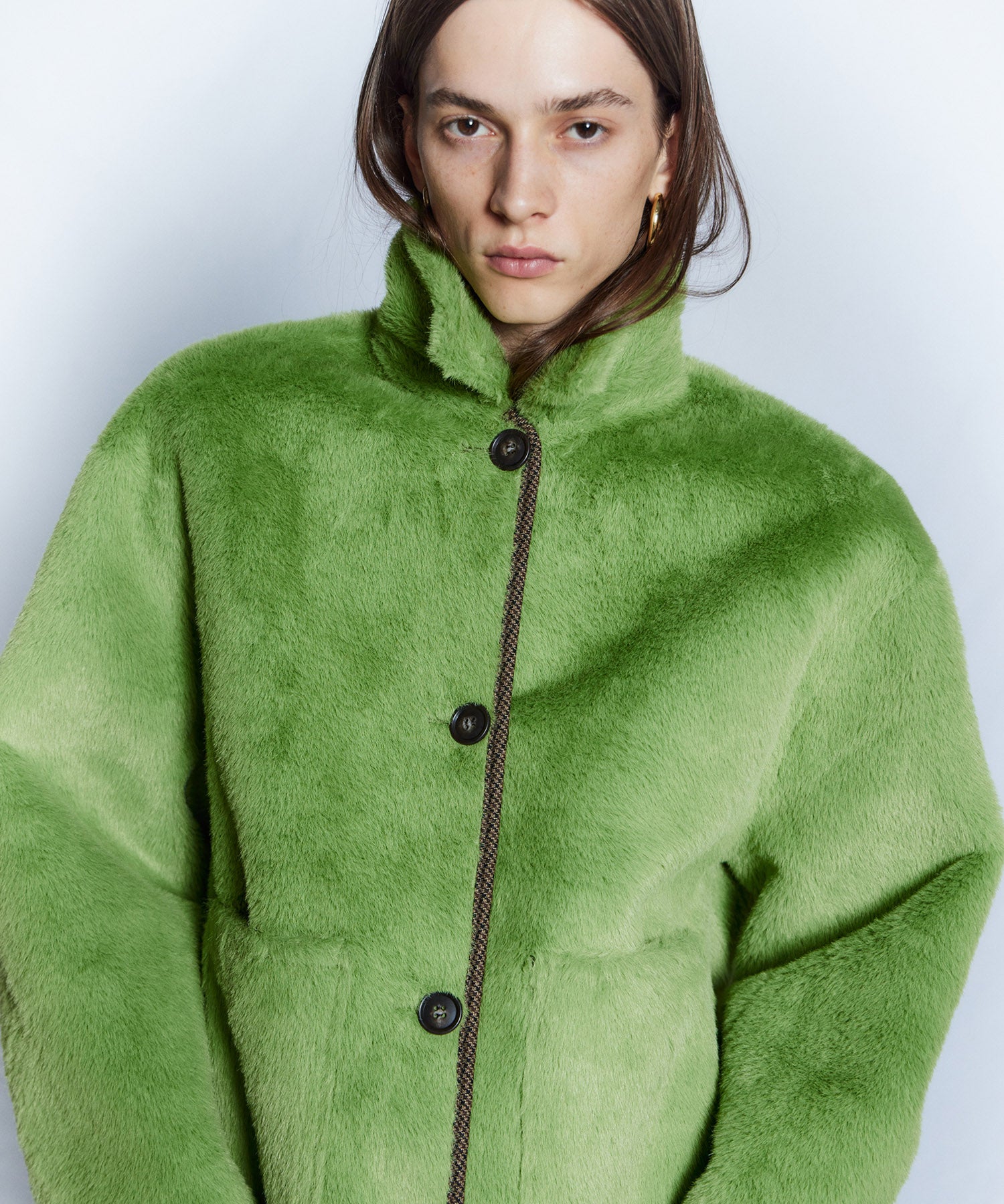 【26WINTER PRE-ORDER】Reversible Checked Boa Coat