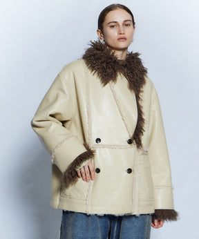 【26WINTER PRE-ORDER】Double-Breasted Vegan Shearling Coat