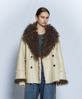 【26WINTER PRE-ORDER】Double-Breasted Vegan Shearling Coat