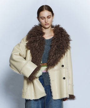 【26WINTER PRE-ORDER】Double-Breasted Vegan Shearling Coat