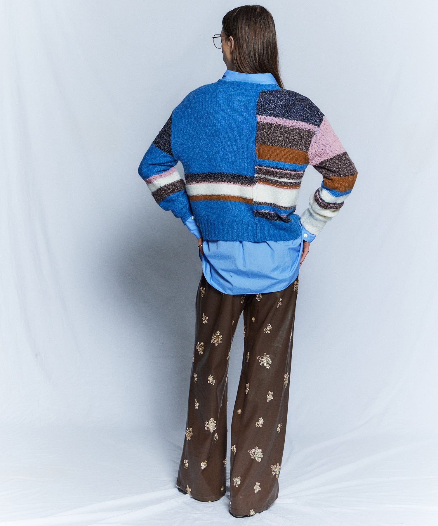 【26WINTER COLLECTION】Beads embroidery Leather Pants