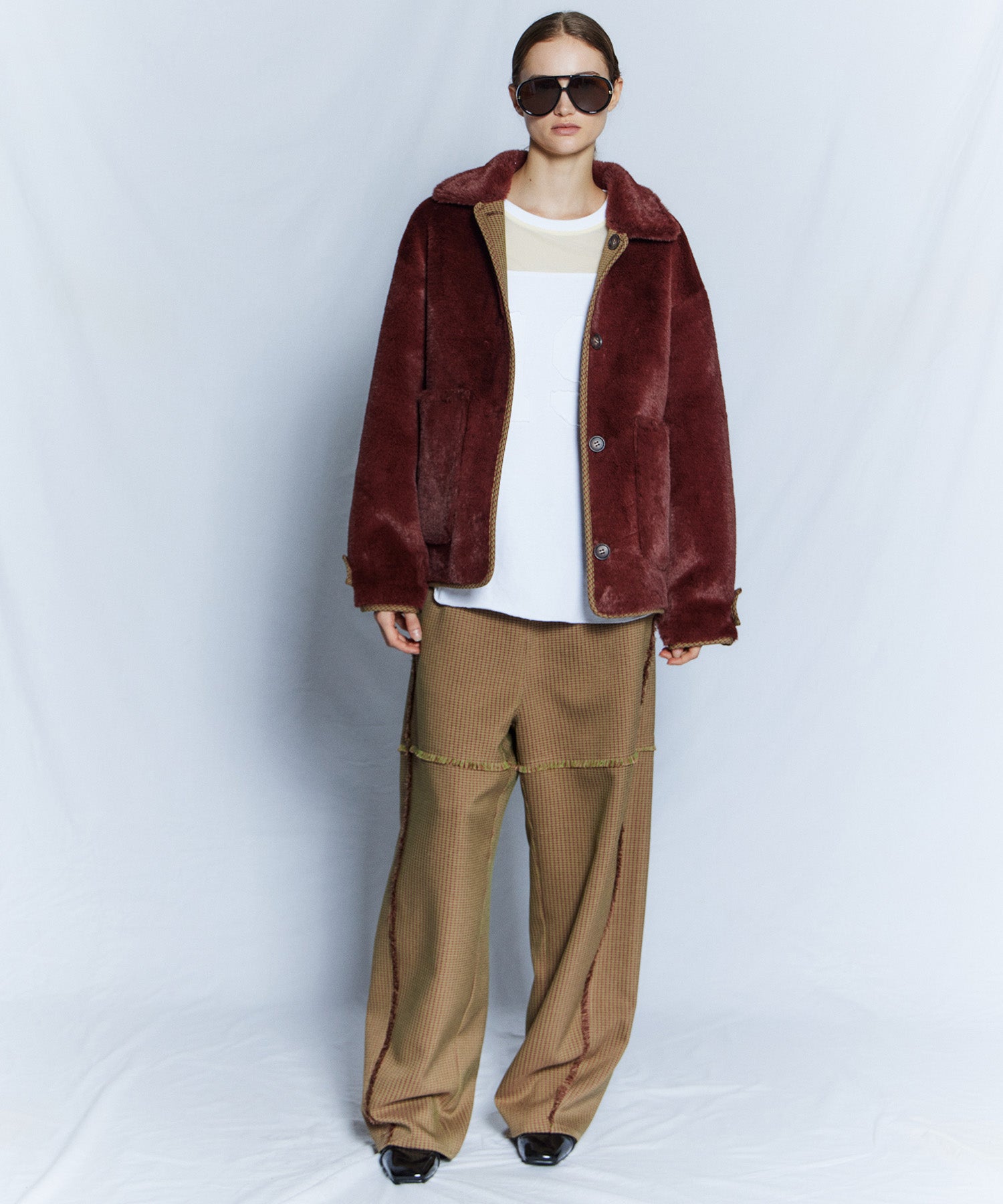 【26WINTER PRE-ORDER】Reversible Checked Boa Coat