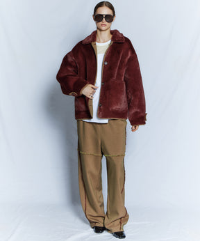 【26WINTER PRE-ORDER】Reversible Checked Boa Coat