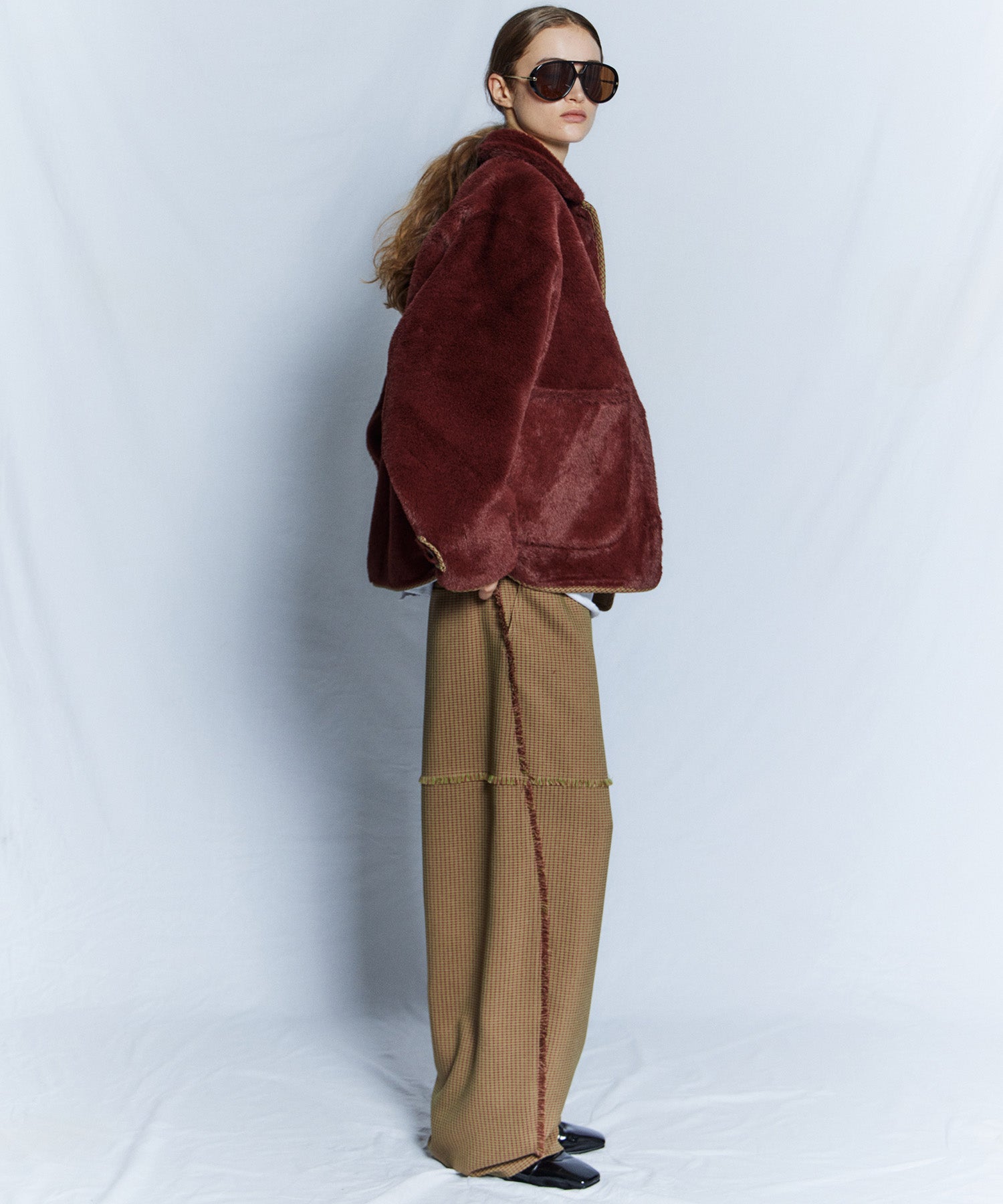 【26WINTER PRE-ORDER】Reversible Checked Boa Coat