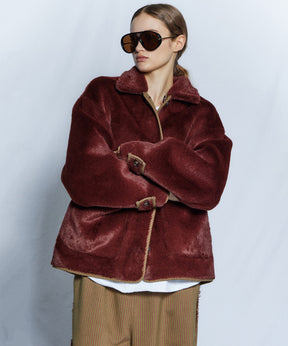 【26WINTER PRE-ORDER】Reversible Checked Boa Coat