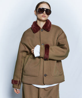 【26WINTER PRE-ORDER】Reversible Checked Boa Coat