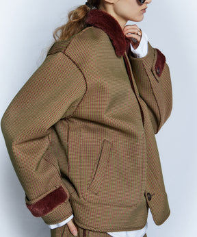 【26WINTER PRE-ORDER】Reversible Checked Boa Coat
