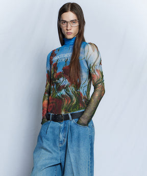 【26WINTER PRE-ORDER】DISTORTED BLOOM Logo Sheer Top