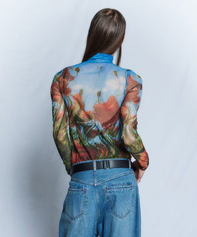 【26WINTER PRE-ORDER】DISTORTED BLOOM Logo Sheer Top
