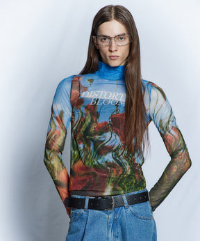 【26WINTER PRE-ORDER】DISTORTED BLOOM Logo Sheer Top