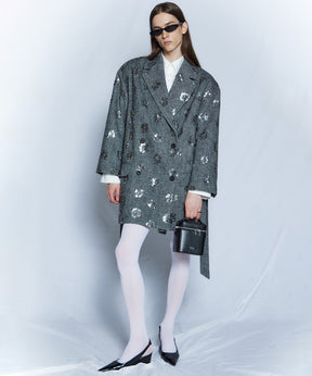 【26WINTER PRE-ORDER】Sequin Embroidered Tweed Midi Coat
