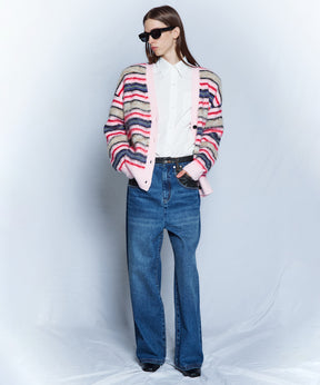 【26WINTER COLLECTION】Multi Border Shaggy Cardigan