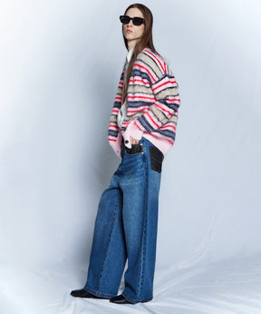 【26WINTER COLLECTION】Multi Border Shaggy Cardigan