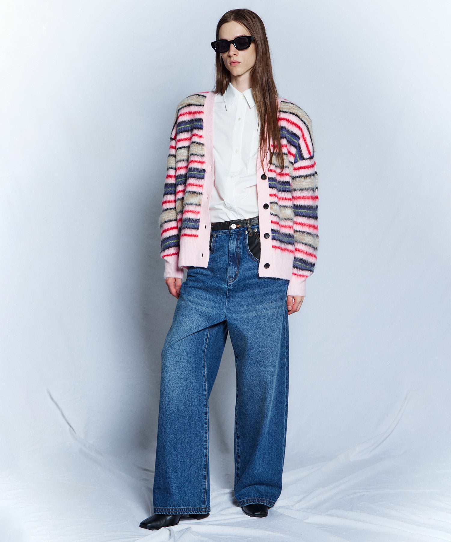 【26WINTER COLLECTION】Multi Border Shaggy Cardigan
