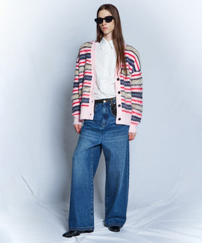 【26WINTER COLLECTION】Multi Border Shaggy Cardigan