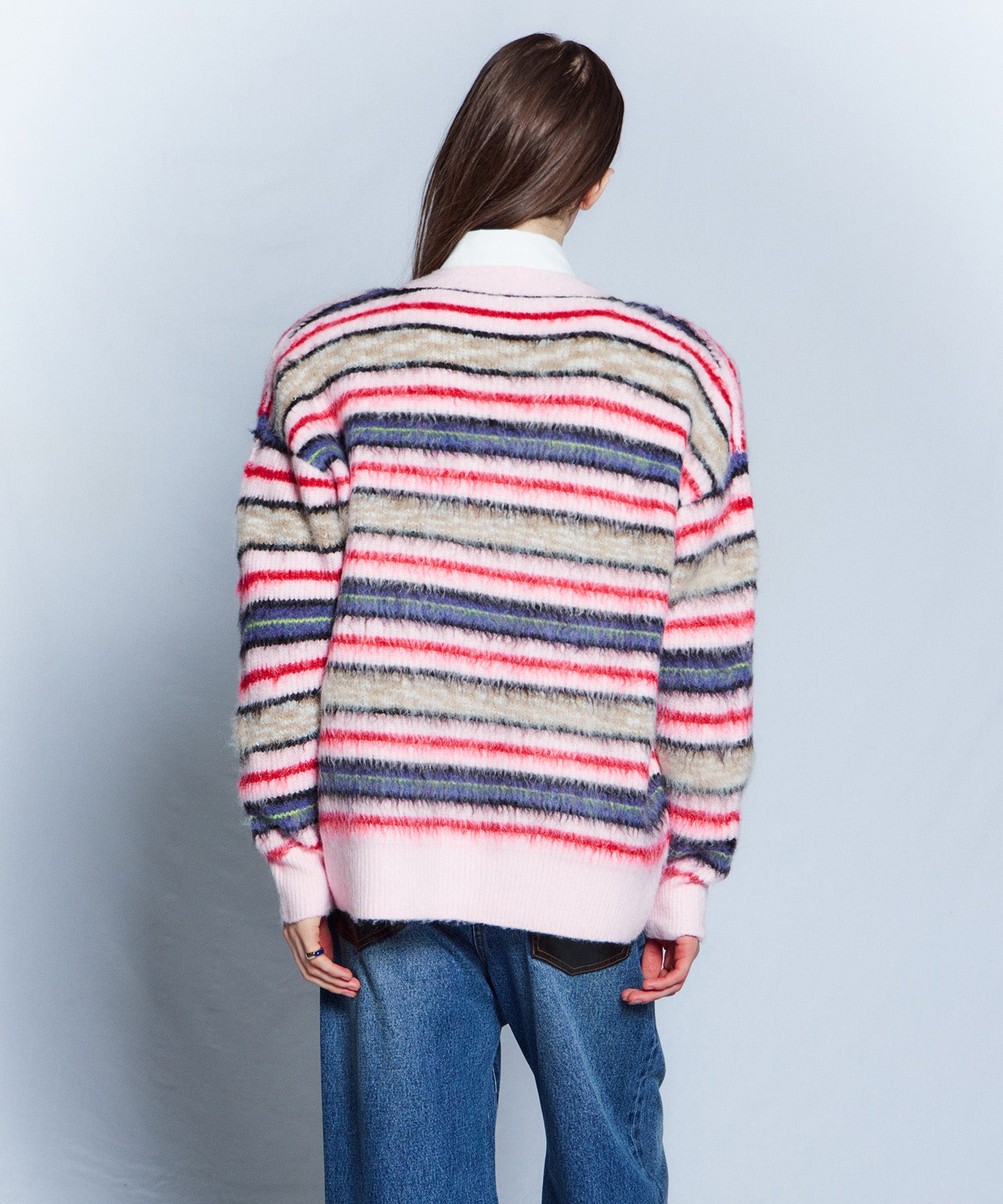 【26WINTER COLLECTION】Multi Border Shaggy Cardigan
