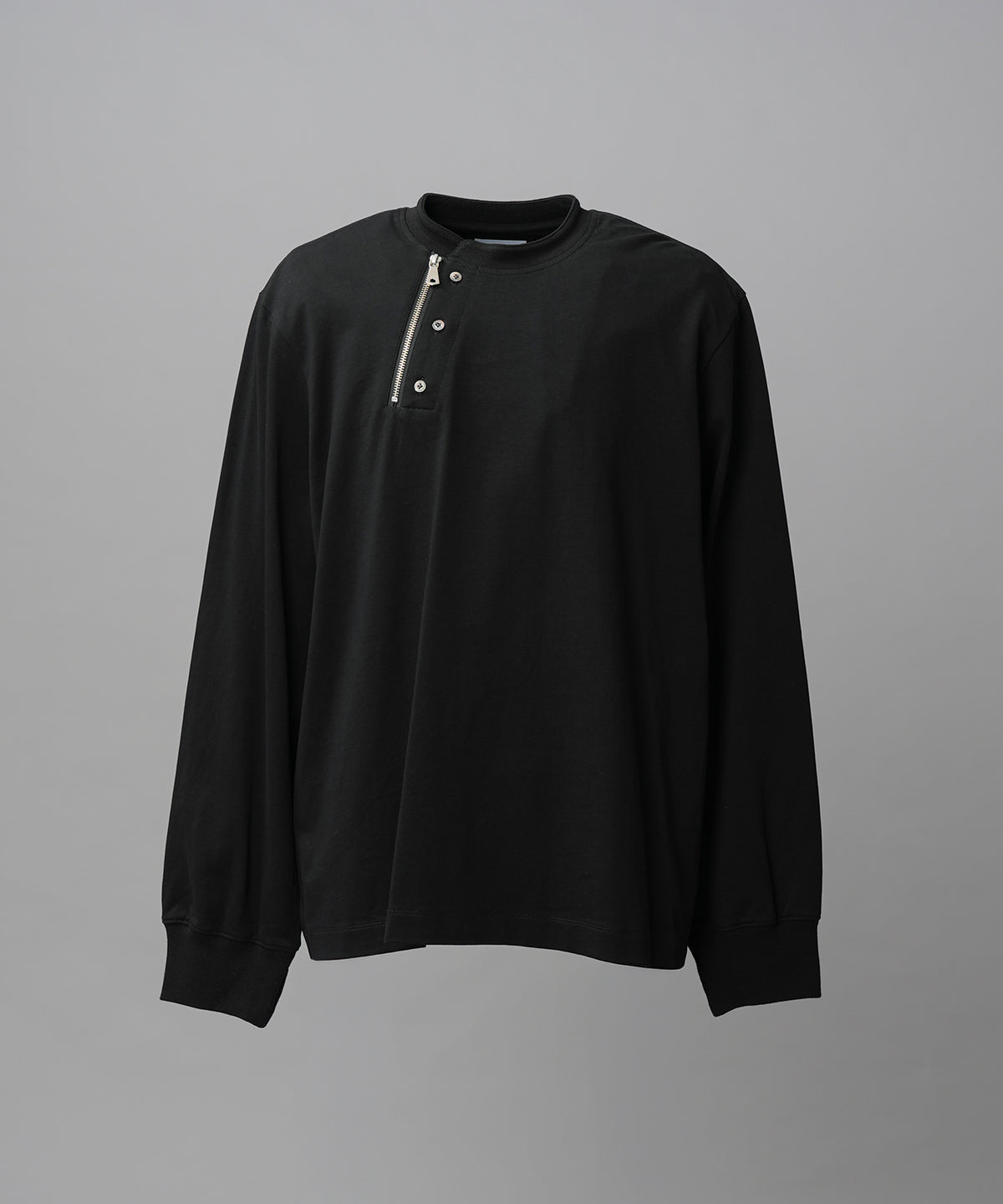 【26AW PRE-ORDER】アシンメトリージップフロントプライムオーバーヘンリーネックシャツ