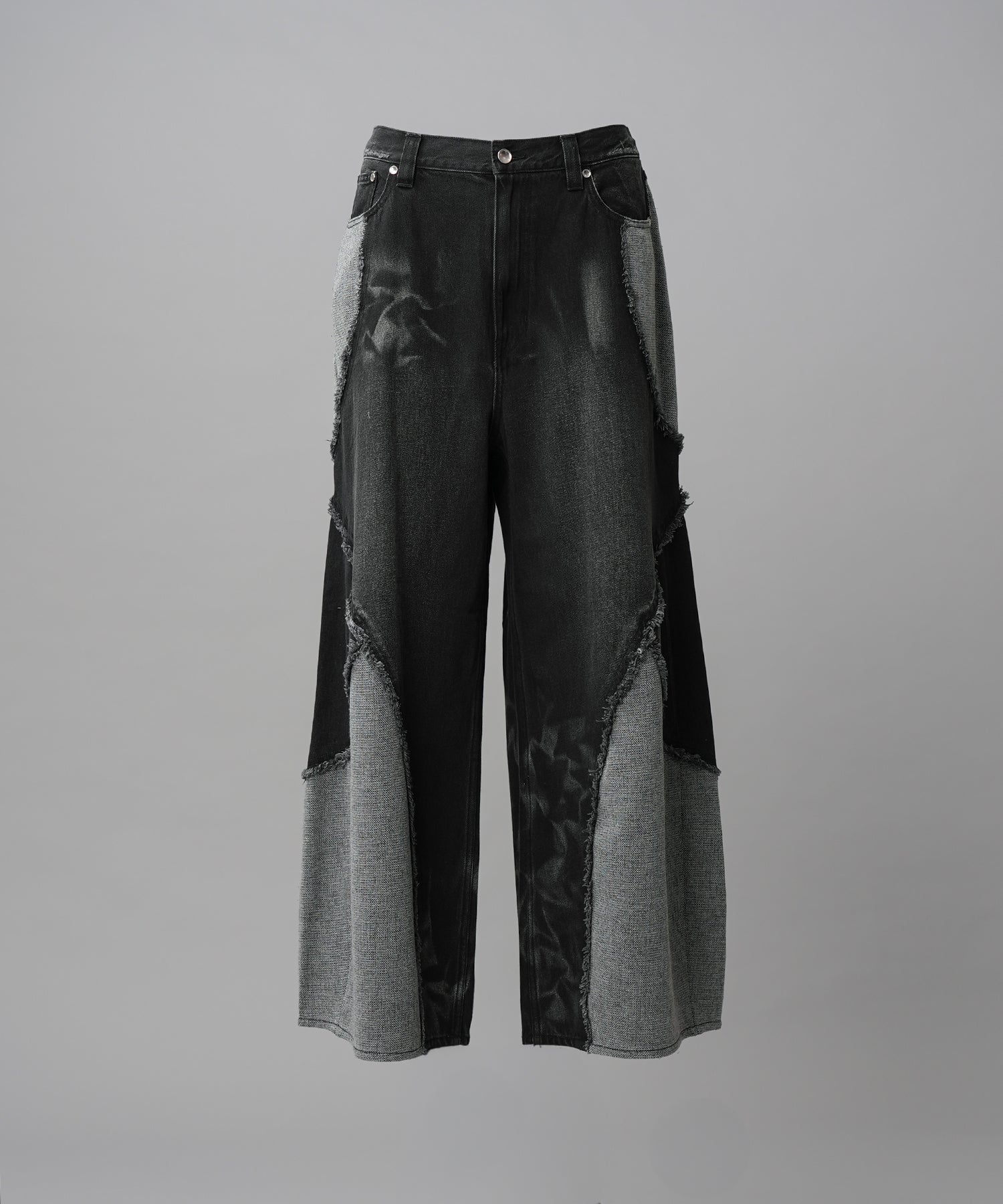 Different Material Docking Prime-Wide Denim Pants