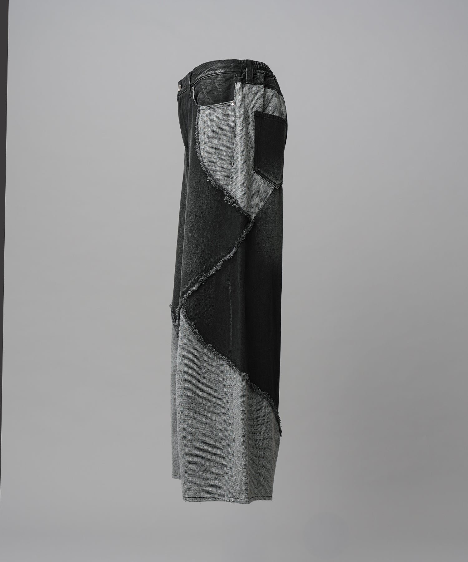 Different Material Docking Prime-Wide Denim Pants