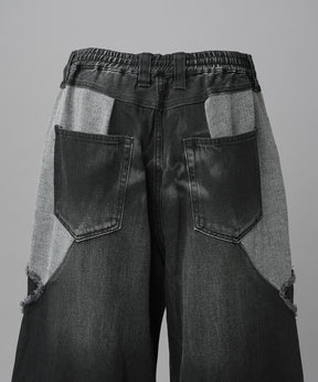 Different Material Docking Prime-Wide Denim Pants