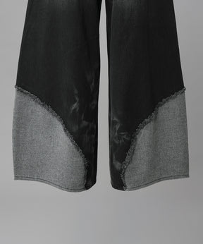 Different Material Docking Prime-Wide Denim Pants