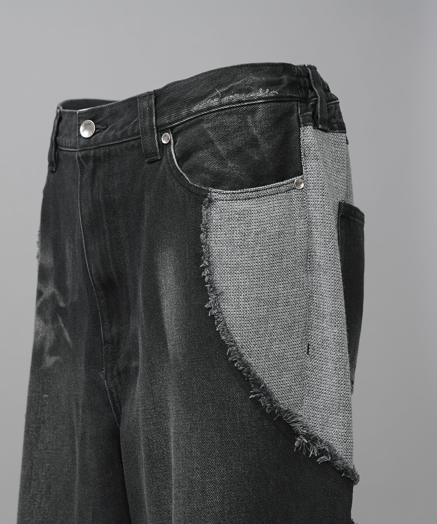 Different Material Docking Prime-Wide Denim Pants