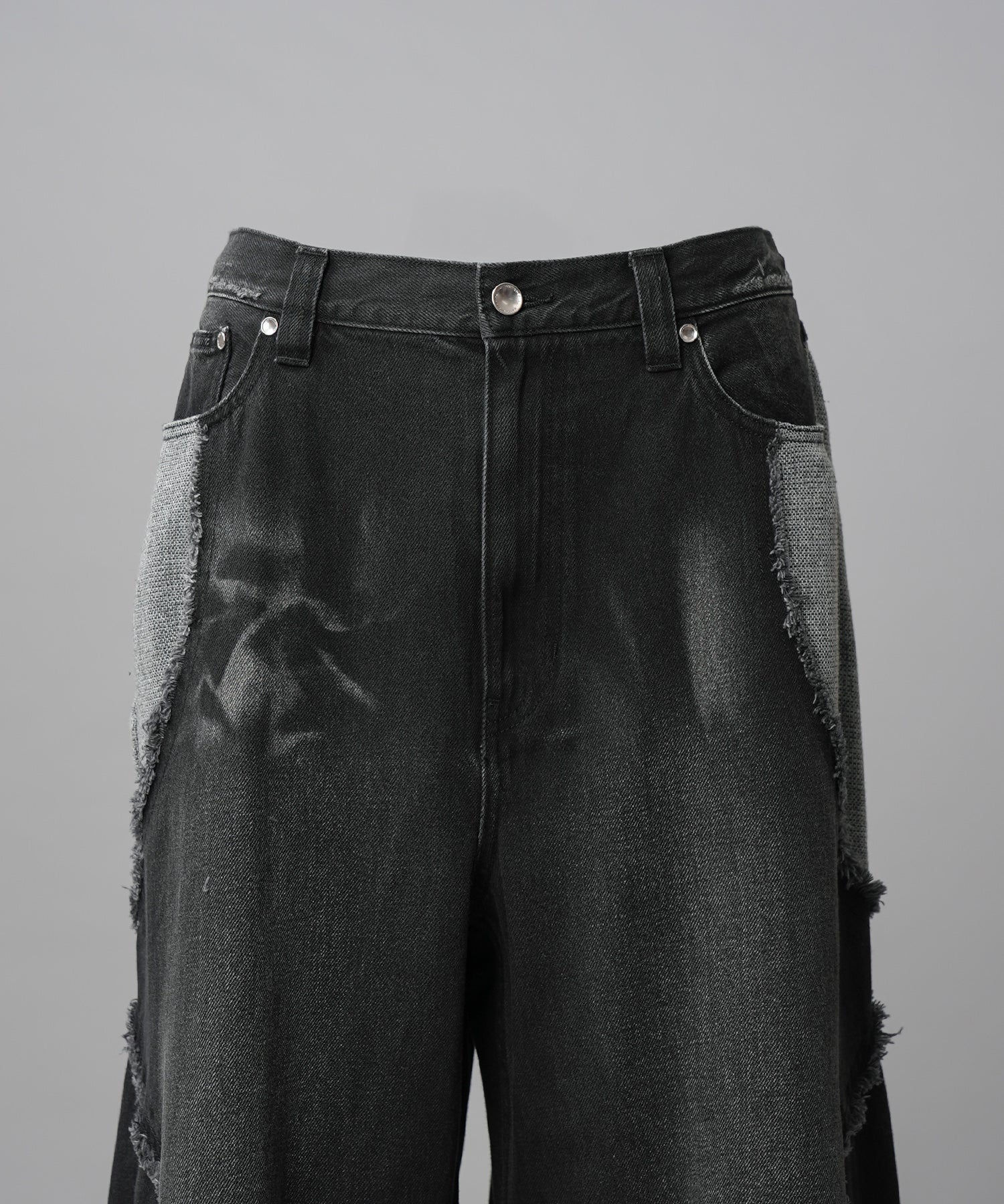 Different Material Docking Prime-Wide Denim Pants