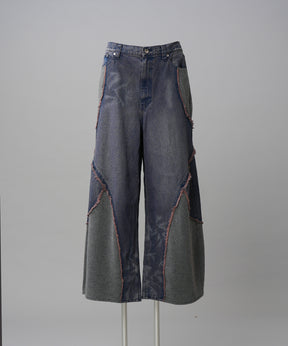 Different Material Docking Prime-Wide Denim Pants