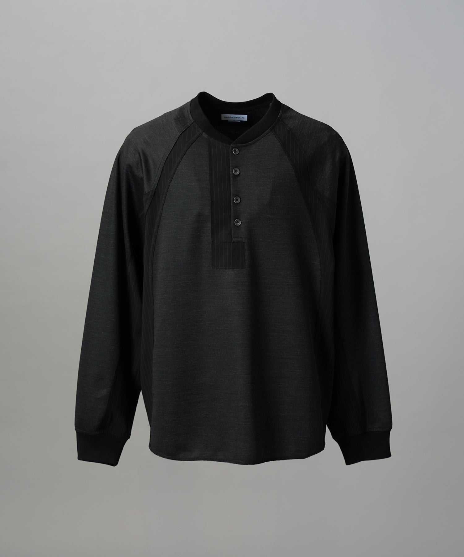【26aw PRE-ORDER】纯棉巴尔法蕾丝超领亨利领长袖针织T恤