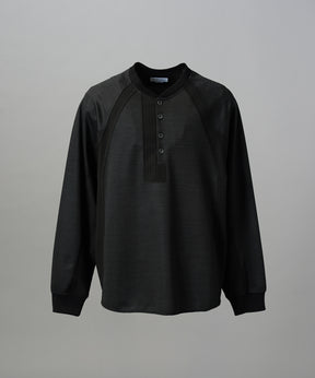 【26aw PRE-ORDER】纯棉巴尔法蕾丝超领亨利领长袖针织T恤