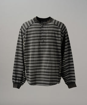 [26AW PRE-ORDER] Cotton Balfa Lace Prime Over Henley Neck Long Sleeve Knit T-shirt
