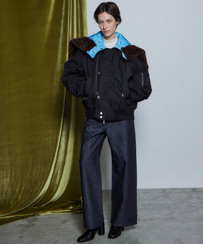 [26WINTER COLLECTION] 纯素皮革对接直筒牛仔布