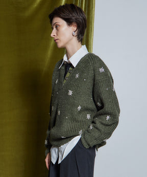【26WINTER COLLECTION】Bijou Henley Neck Knit Top