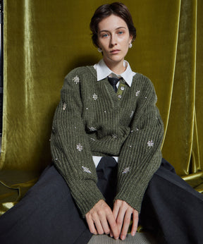【26WINTER COLLECTION】Bijou Henley Neck Knit Top