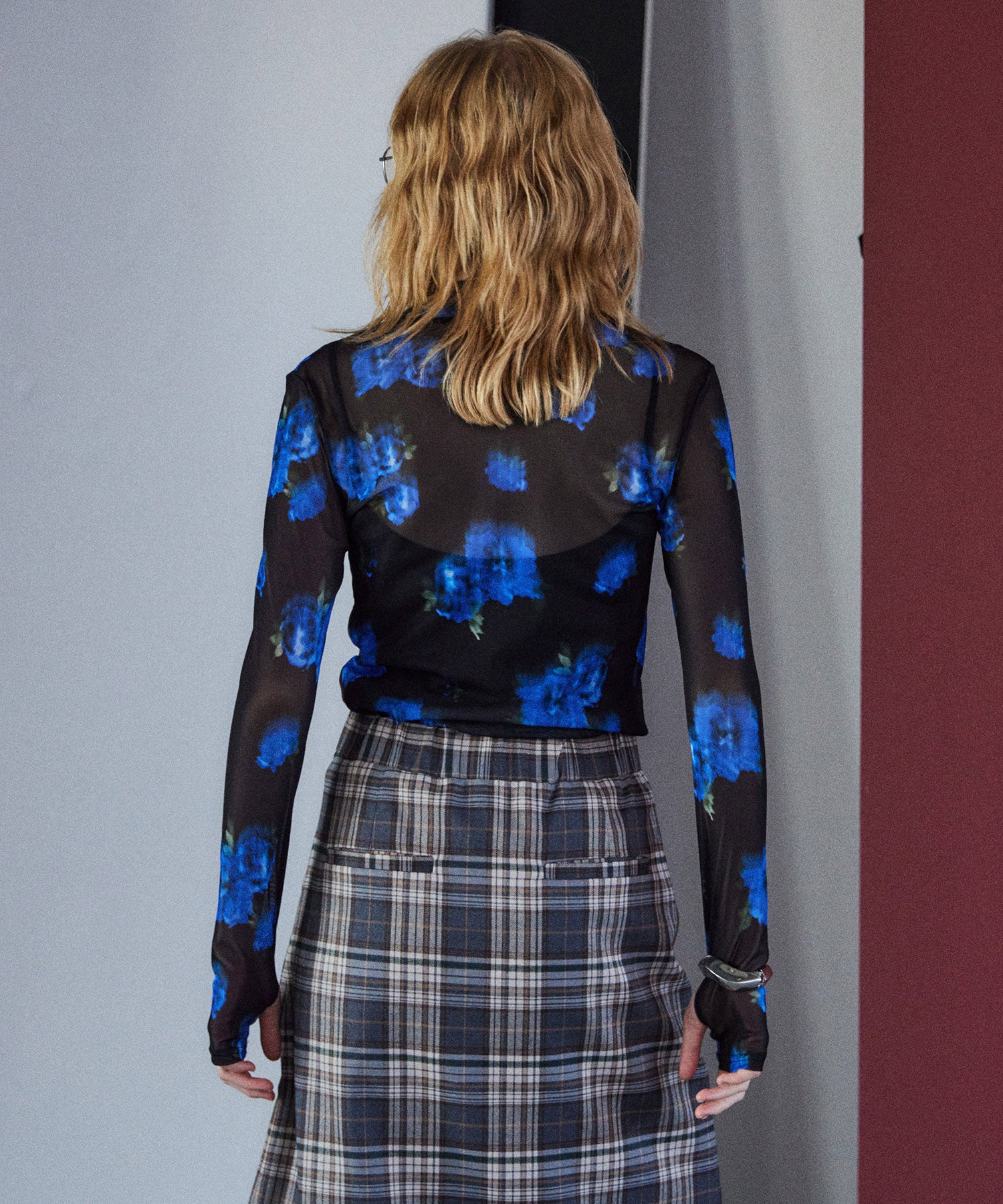 Blurred flower Sheer Top