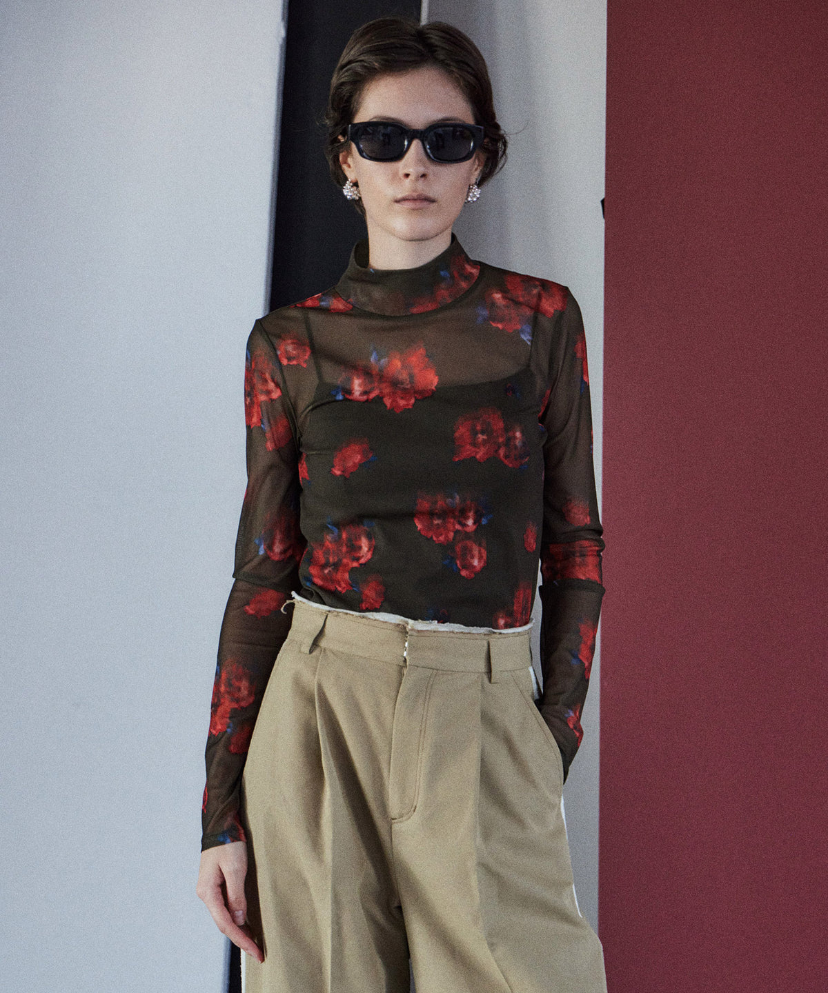 Blurred flower Sheer Top