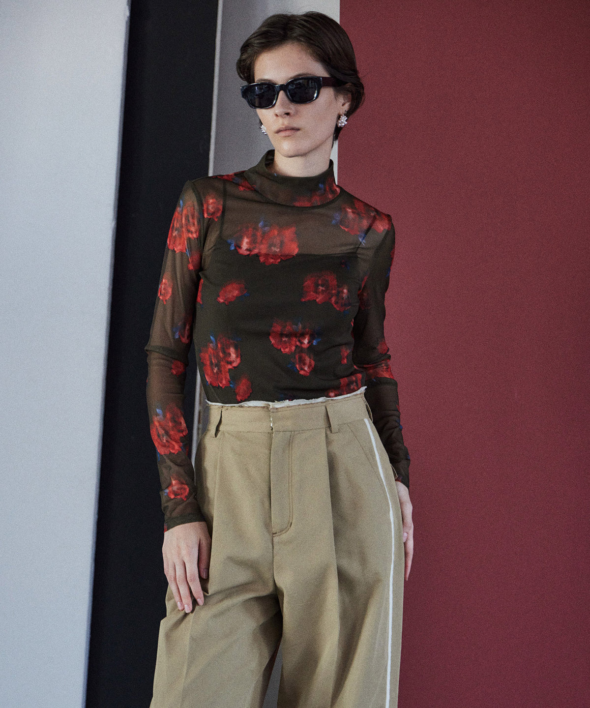 Blurred flower Sheer Top