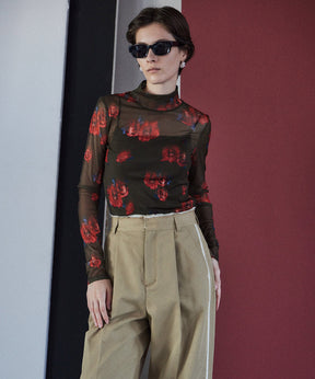 Blurred flower Sheer Top