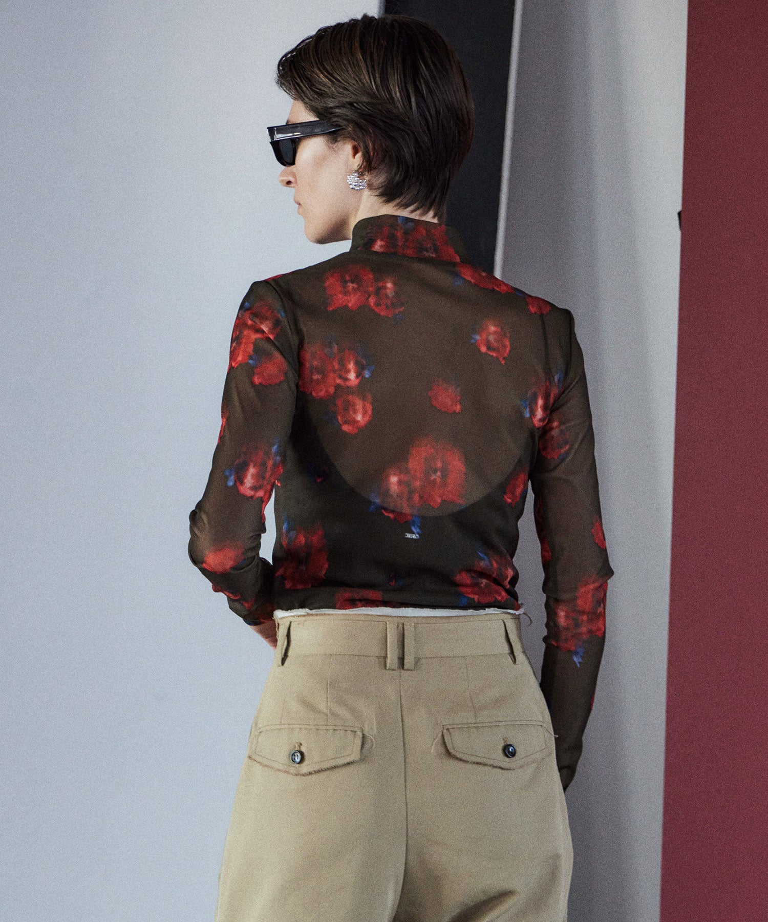 Blurred flower Sheer Top