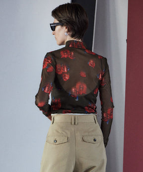 Blurred flower Sheer Top