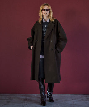 Super140's Balloon Sleeve Wool Long Coat